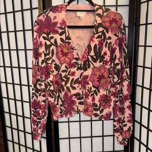 Chico's Pink Floral Cardigan Sweater